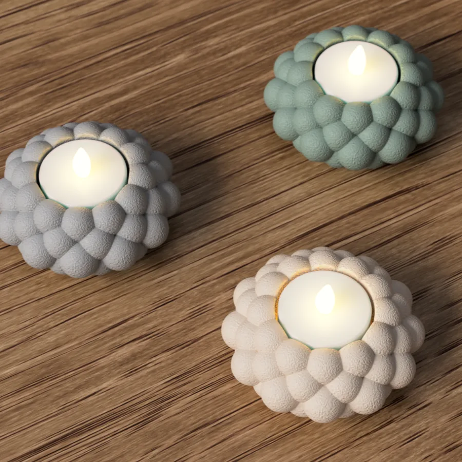Diritech3D Bubble Tasarım Tealight Mumluk 3'lü Set – fotoğraf 1